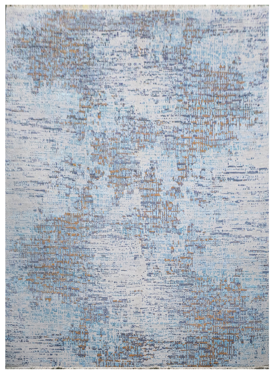 Handknotted Carpet, DIA: 0022 VS, Silver Chalice, Dark Sky Blue & Metallic Bronze