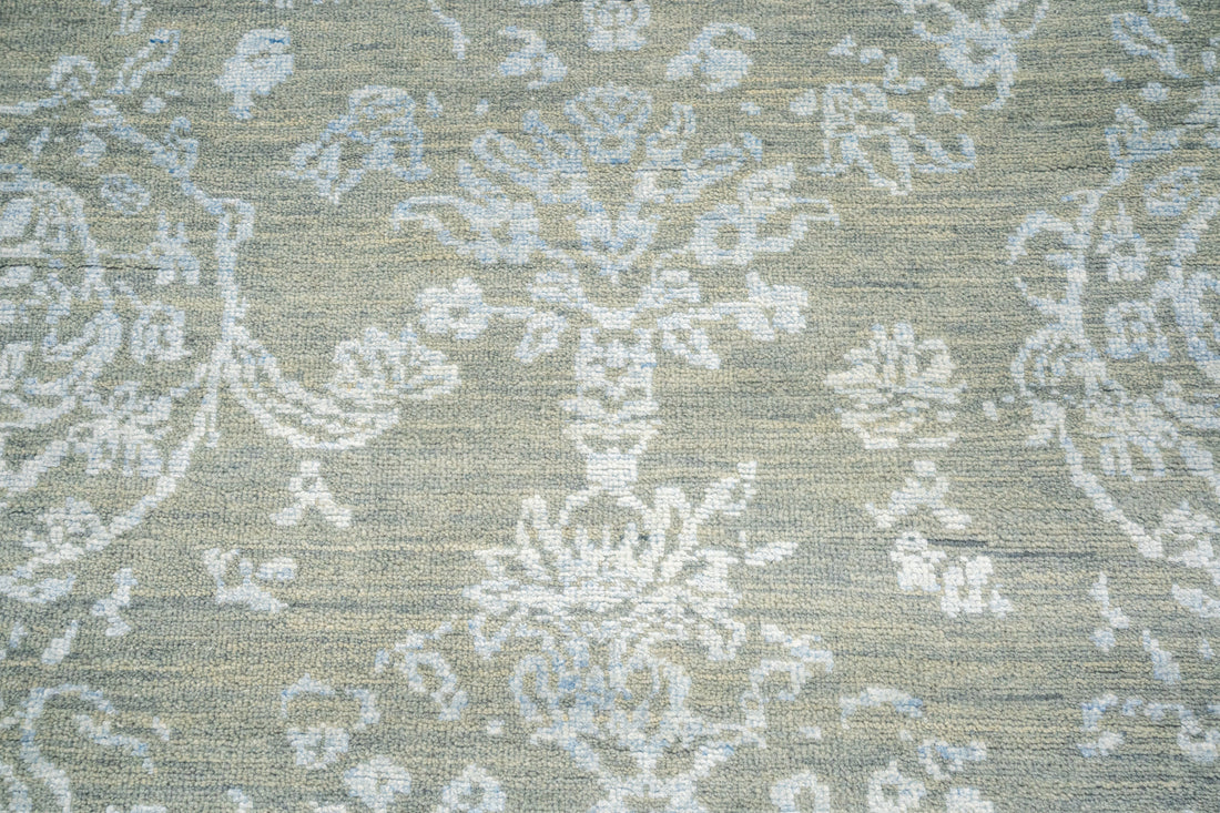 Handknotted Carpet, DIA - 1038 JK  ROUND, Silver Foil & Cadet Blue