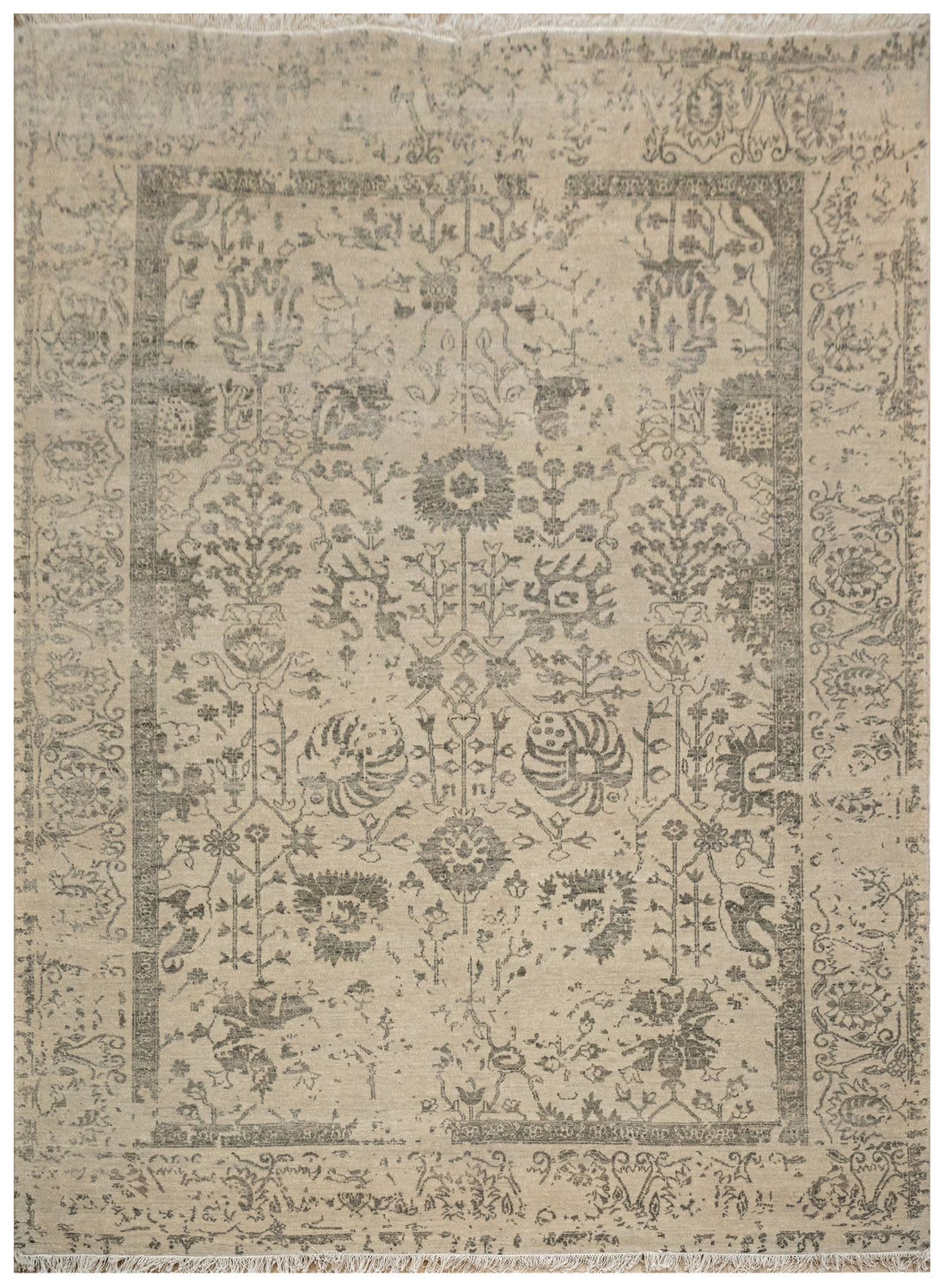 Handknotted Carpet, DIA - 113 VASE 3, Khaki & Gray