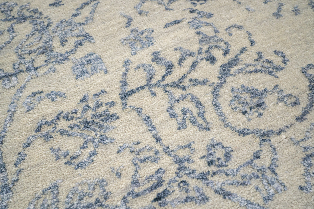 Handknotted Carpet, DIA - 114 JK ROUND Pastel Gray & Manatee