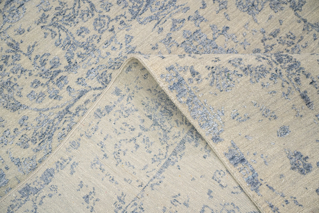 Handknotted Carpet, DIA - 114 JK ROUND Pastel Gray & Manatee