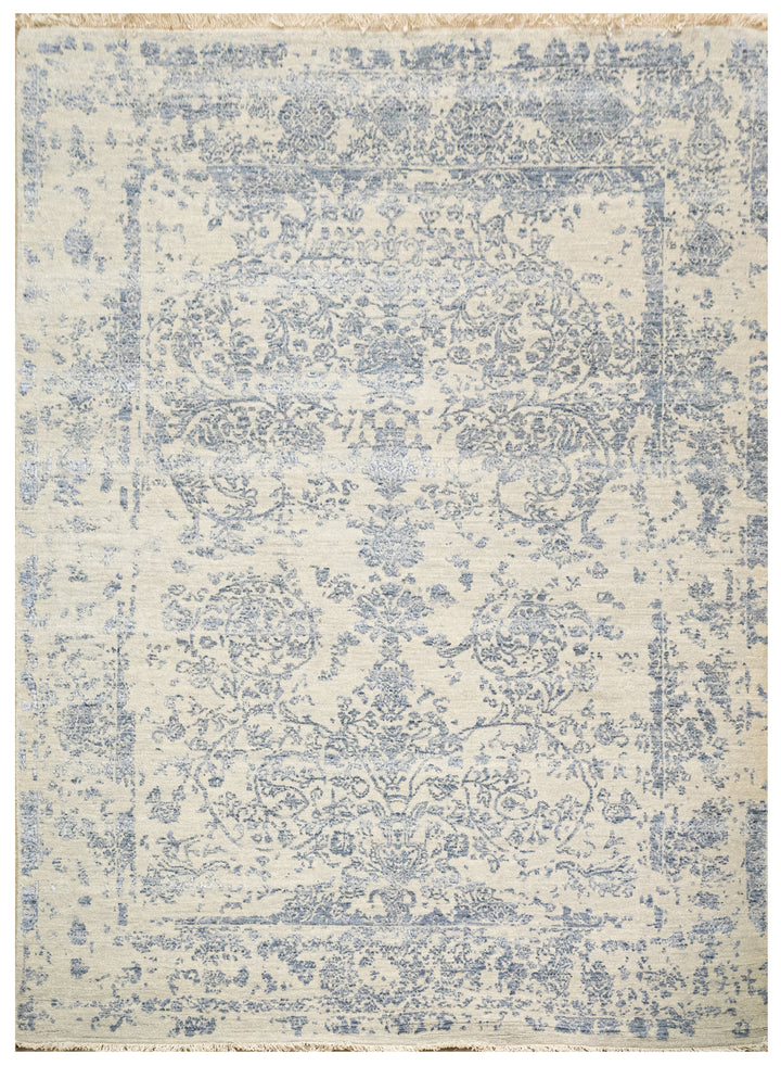 Handknotted Carpet, DIA - 114 JK ROUND Pastel Gray & Manatee