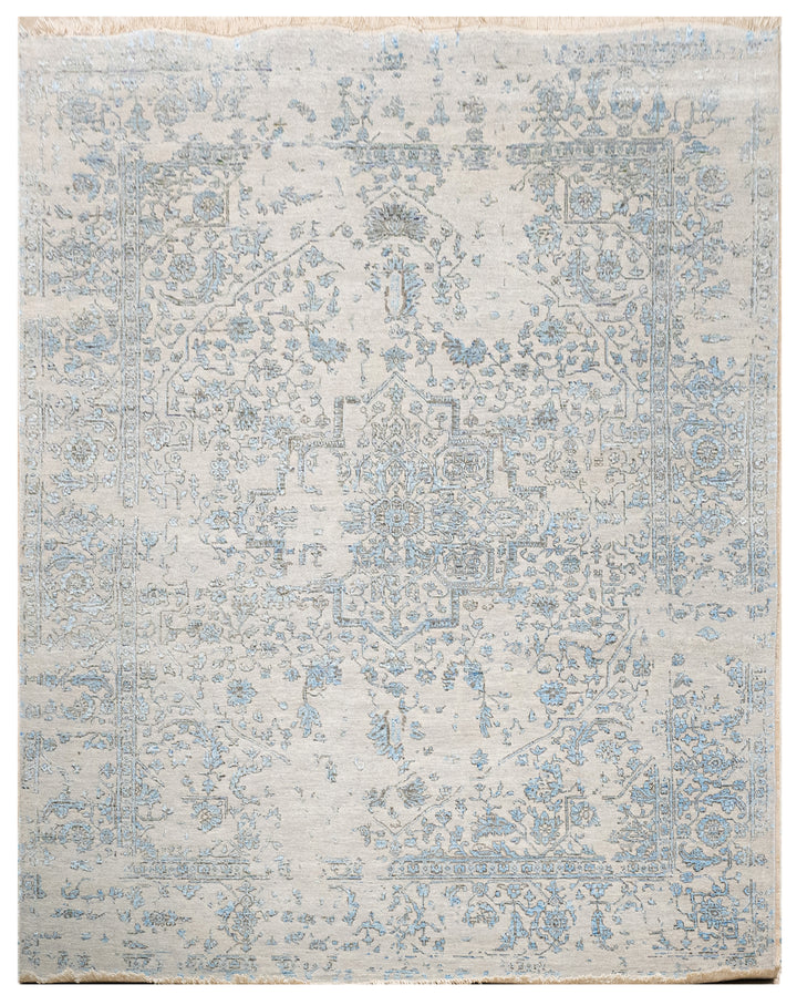Handknotted Carpet, DIA - 128 SERAPI, Silver &  Sky Blue