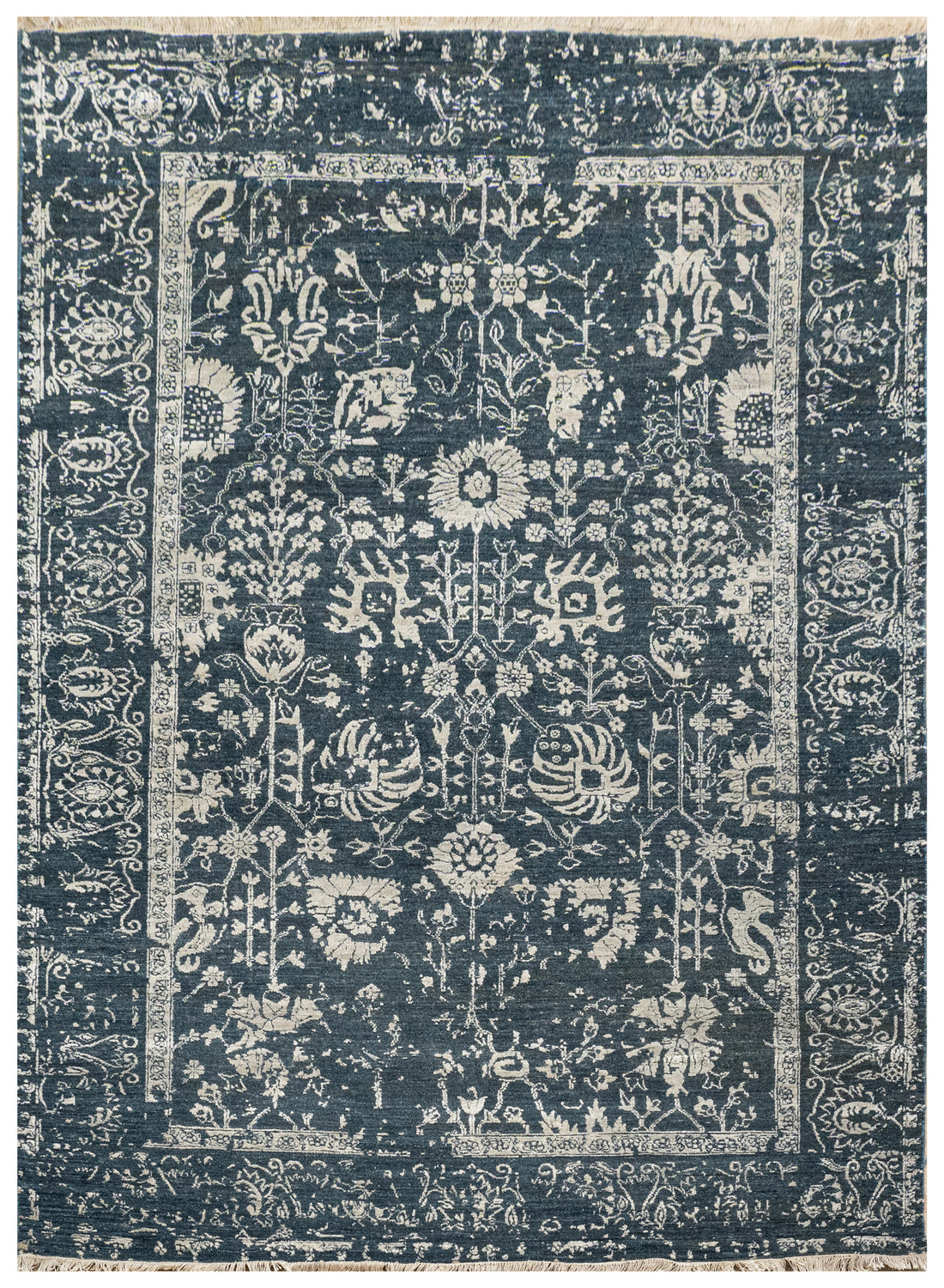 Handknotted Carpet, DIA - 1339 VASE 3, Outer Space & Pastel Gray