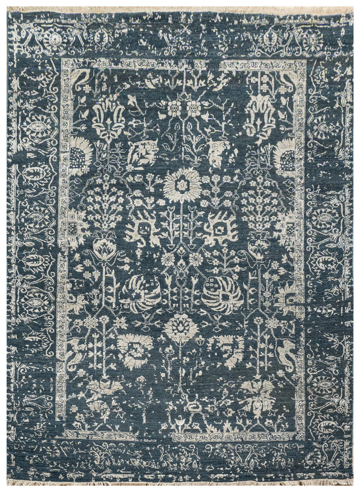 Handknotted Carpet, DIA - 1339 VASE 3, Outer Space & Pastel Gray