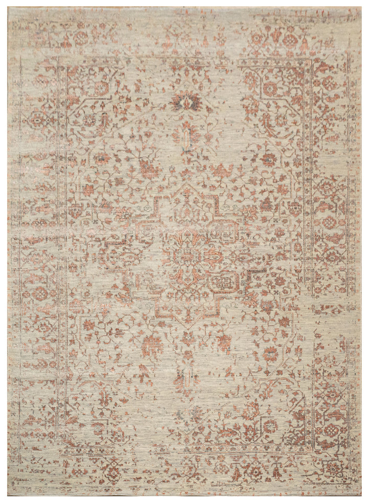 Handknotted Carpet, DIA - 14-01 SERAPI, Pastel Gray & Antique Brass