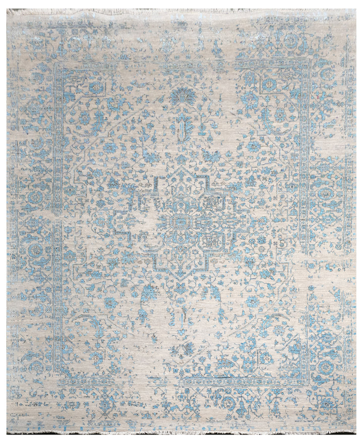 Handknotted Carpet, DIA: 1411 SERAPI, Silver & Aqua