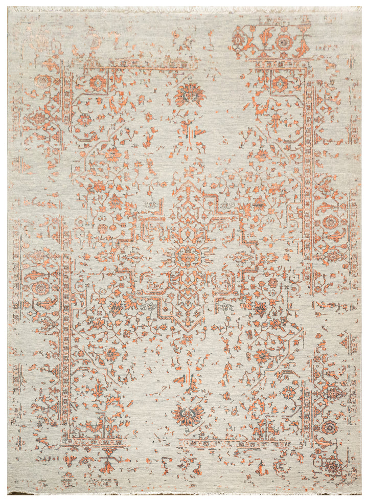 Handknotted Carpet, DIA - 164 SERAPI Pastel Gray & Antique Brass