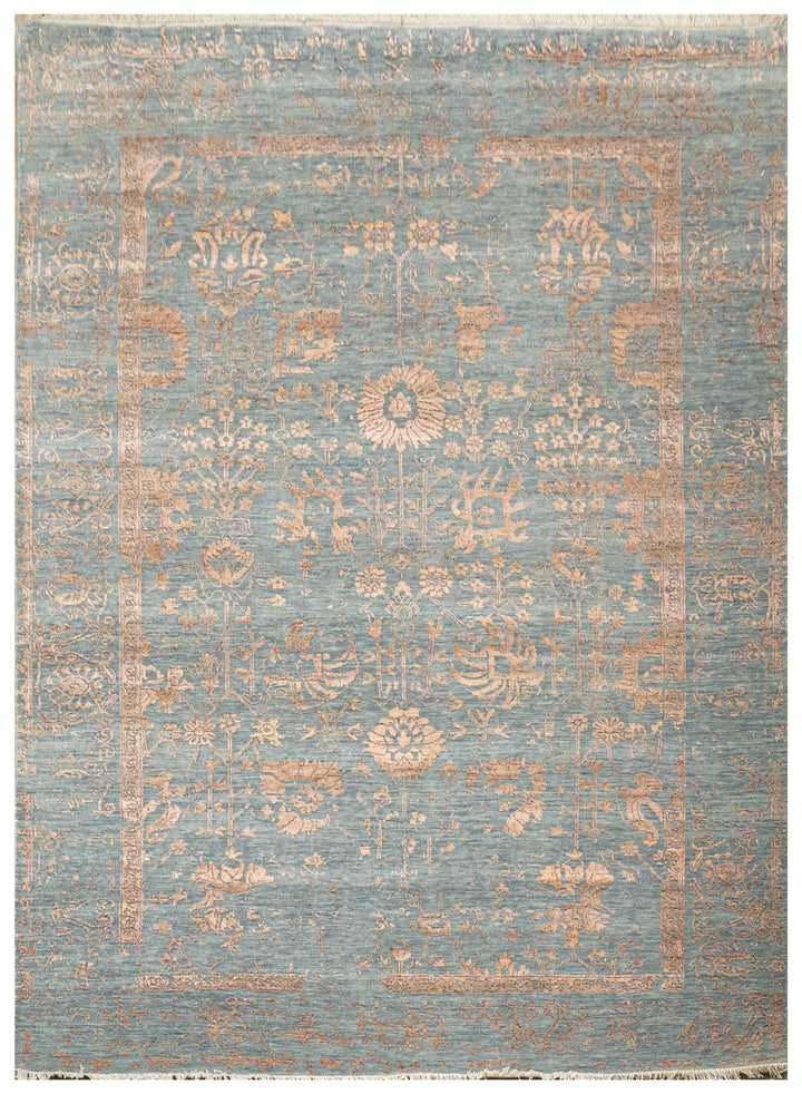 Handknotted Carpet, DIA - 1757 VASE 3, Smoke & Antique Brass