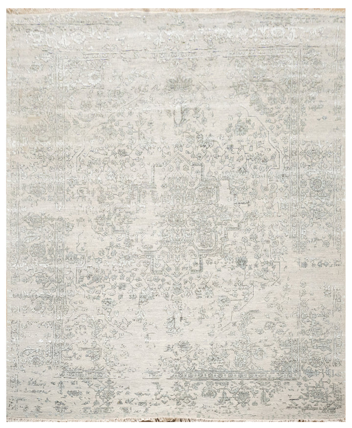 Handknotted Carpet, DIA - 1890 SERAPI, Silver & Silk