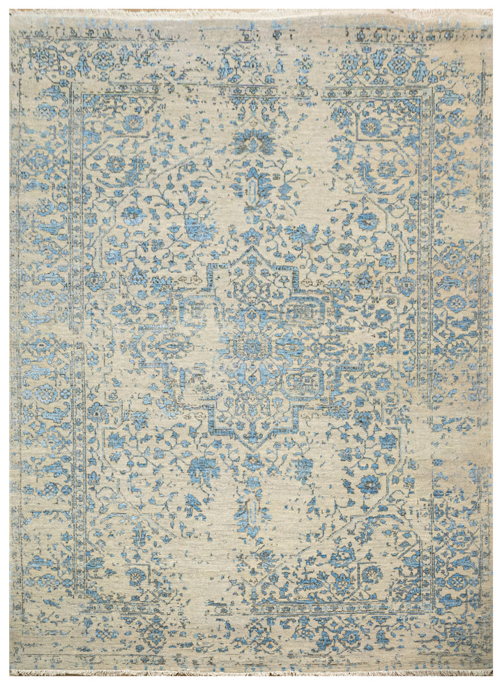 Handknotted Carpet, DIA - 1899 SERAPI, Pastel Gray & Moonstone Blue