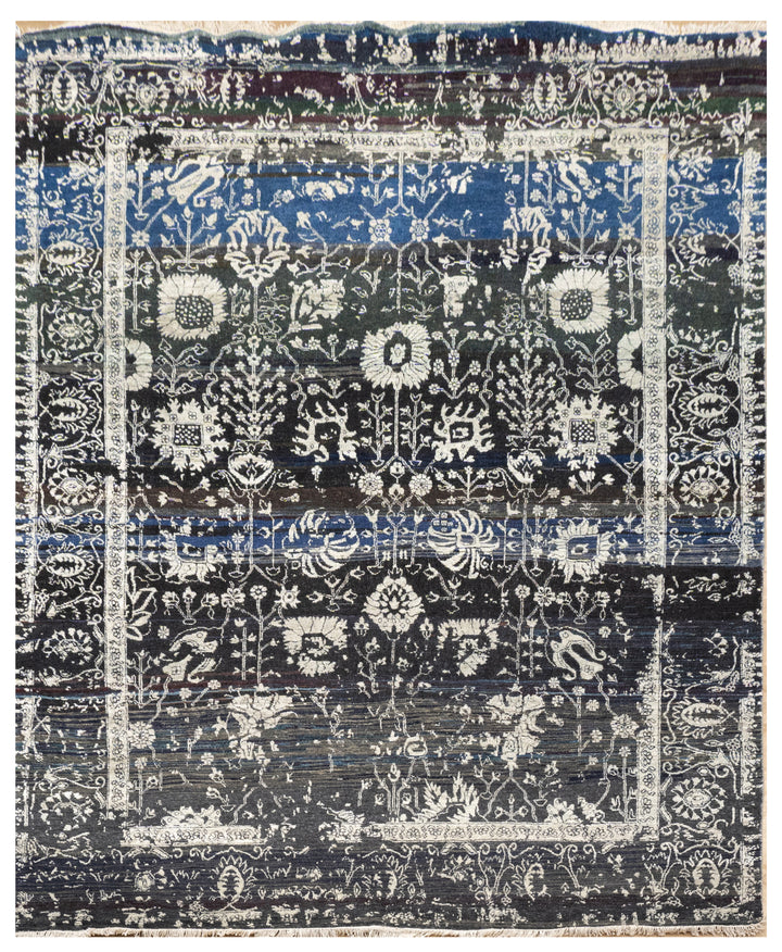 Handknotted Carpet, DIA - 2072 VASE 3, D. Blue & Black