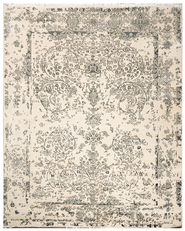 Handknotted Carpet, DIA - 2286 JK Round, Ivory & Black