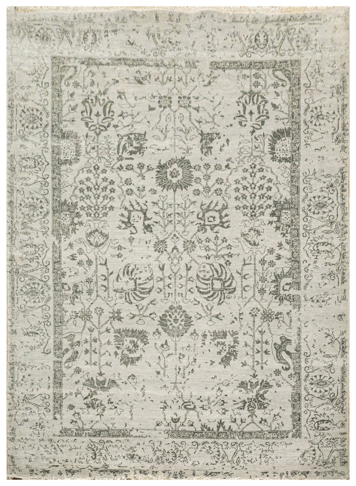 Handknotted Carpet, DIA - 2309 VASE 3, Pastel Gray & Black Olive