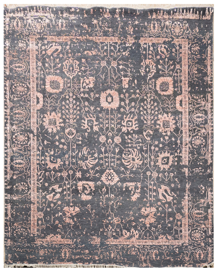 Handknotted Carpet, DIA - 2316 Vase 3, Grey & Copper