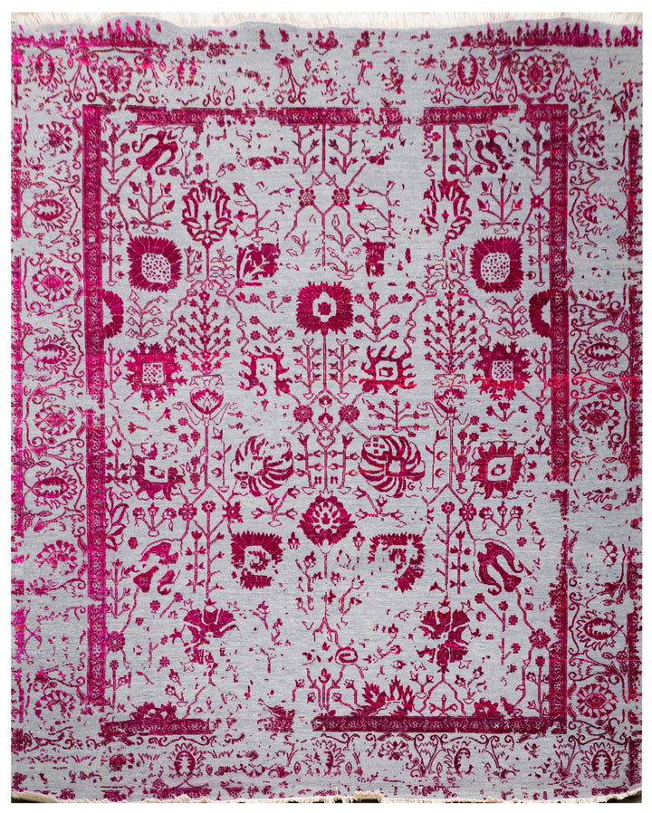 Handknotted Carpet, DIA - 2455 Vase 3, J. Blue & Pink SariSilk