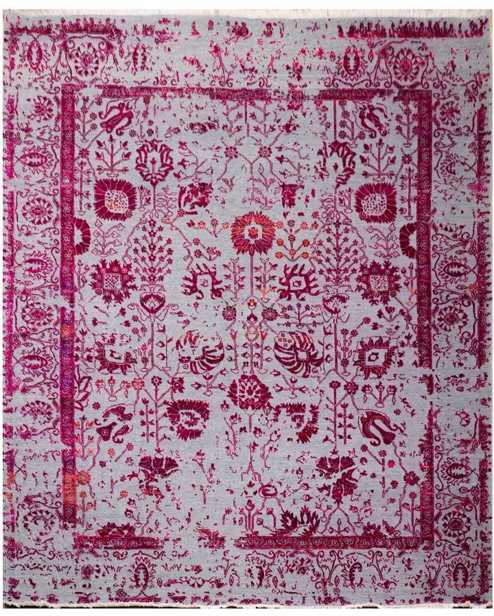 Handknotted Carpet, DIA - 2459 Vase 3, J Blue & Pink SariSilk