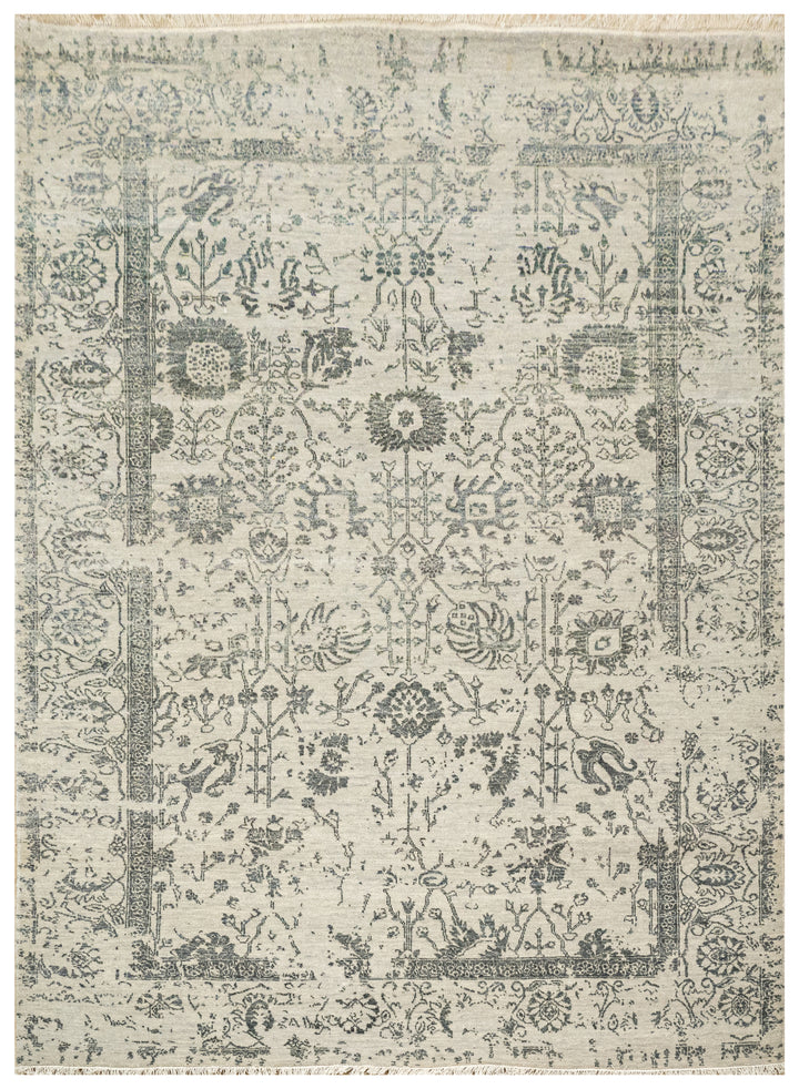 Handknotted Carpet, DIA - 2597 VASE 3, Pale Silver & Dark Liver