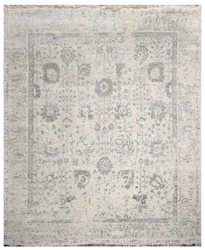 Handknotted Carpet, DIA - 2747 VASE 3, Silver &. Black