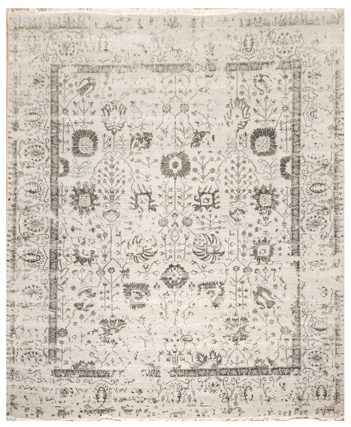 Handknotted Carpet, DIA- 27 VASE 3 Silver & Black