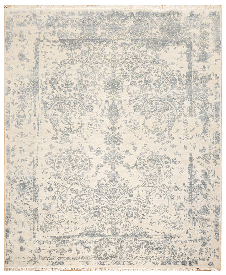 Handknotted Carpet, DIA- 281 JK- ROUND Silver & Grey