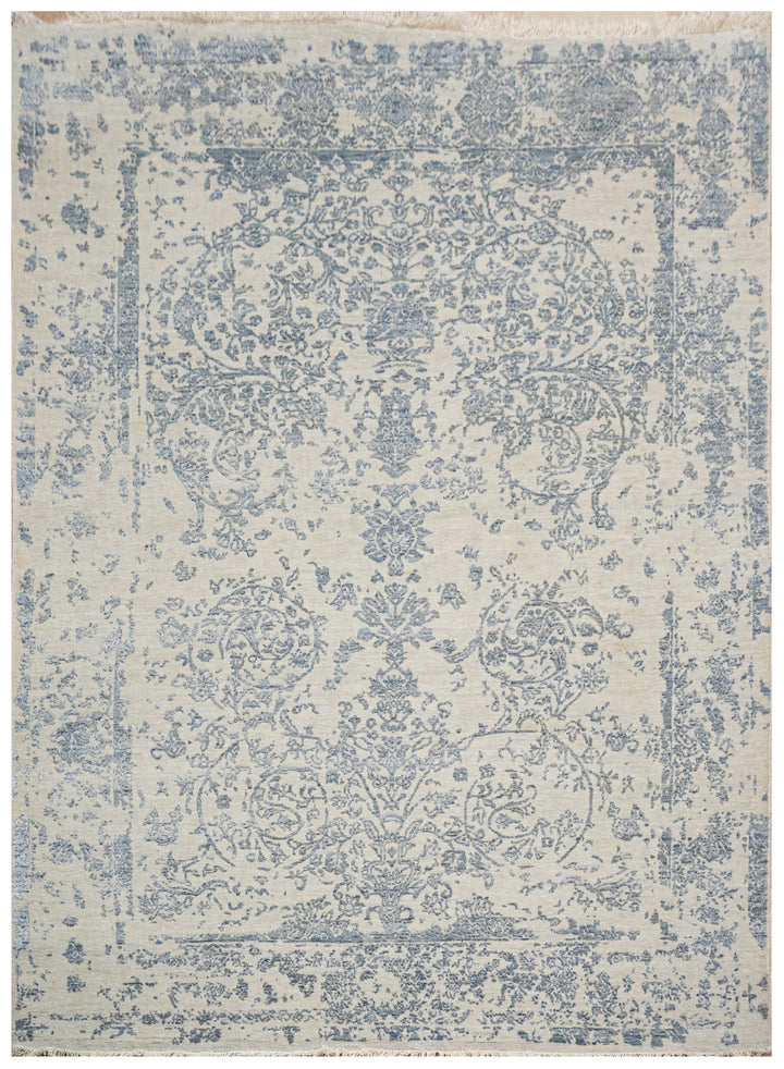 Handknotted Carpet, DIA - 284 JK ROUND, Silver & Grey