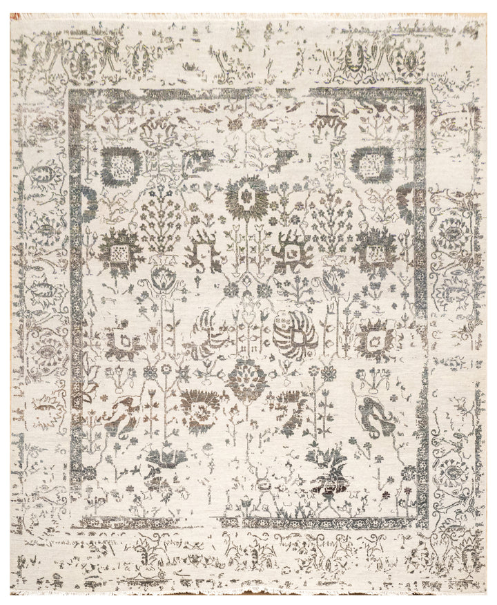 Handknotted Carpet, DIA - 3123 VASE 3, Silver & Black