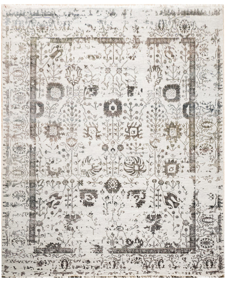 Handknotted Carpet, DIA - 3124 Vase 3, Silver & Black