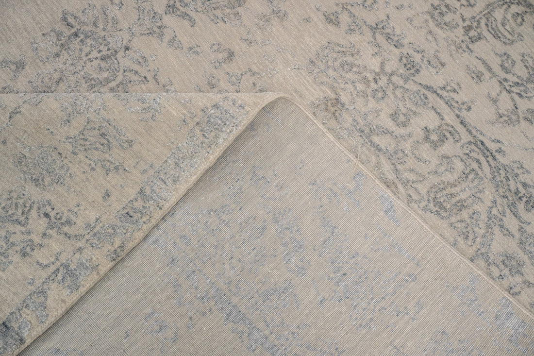 Handknotted Carpet, DIA- 3278 JK ROUND, Silver & Gray