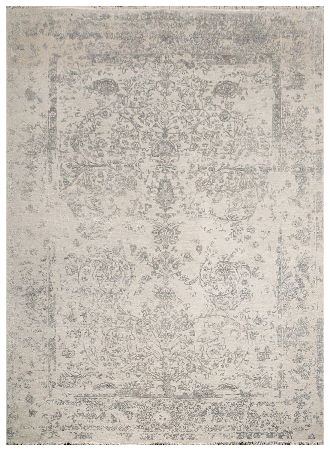 Handknotted Carpet, DIA- 3278 JK ROUND, Silver & Gray