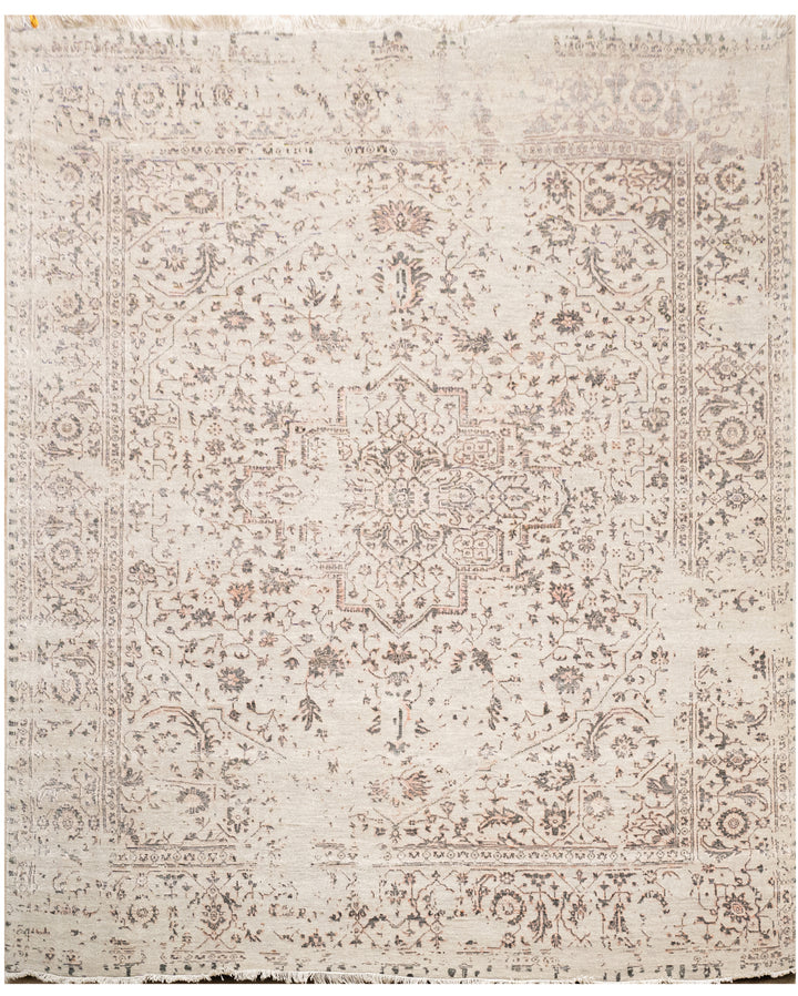 Handknotted Carpet, DIA - 3376 Serapi, Silver & Black