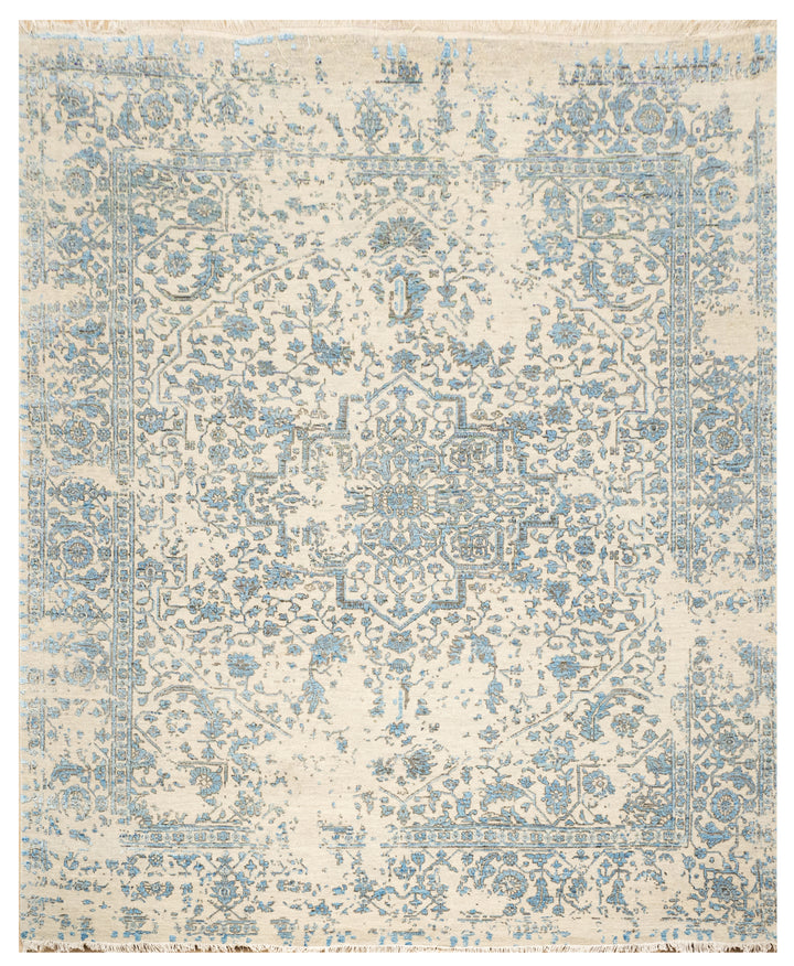 Handknotted Carpet, DIA - 3407 SERAPI, Silver & D. Aqua