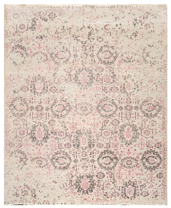 Handknotted Carpet, DIA - 3452 DC- MAHAL, Silver & Grey
