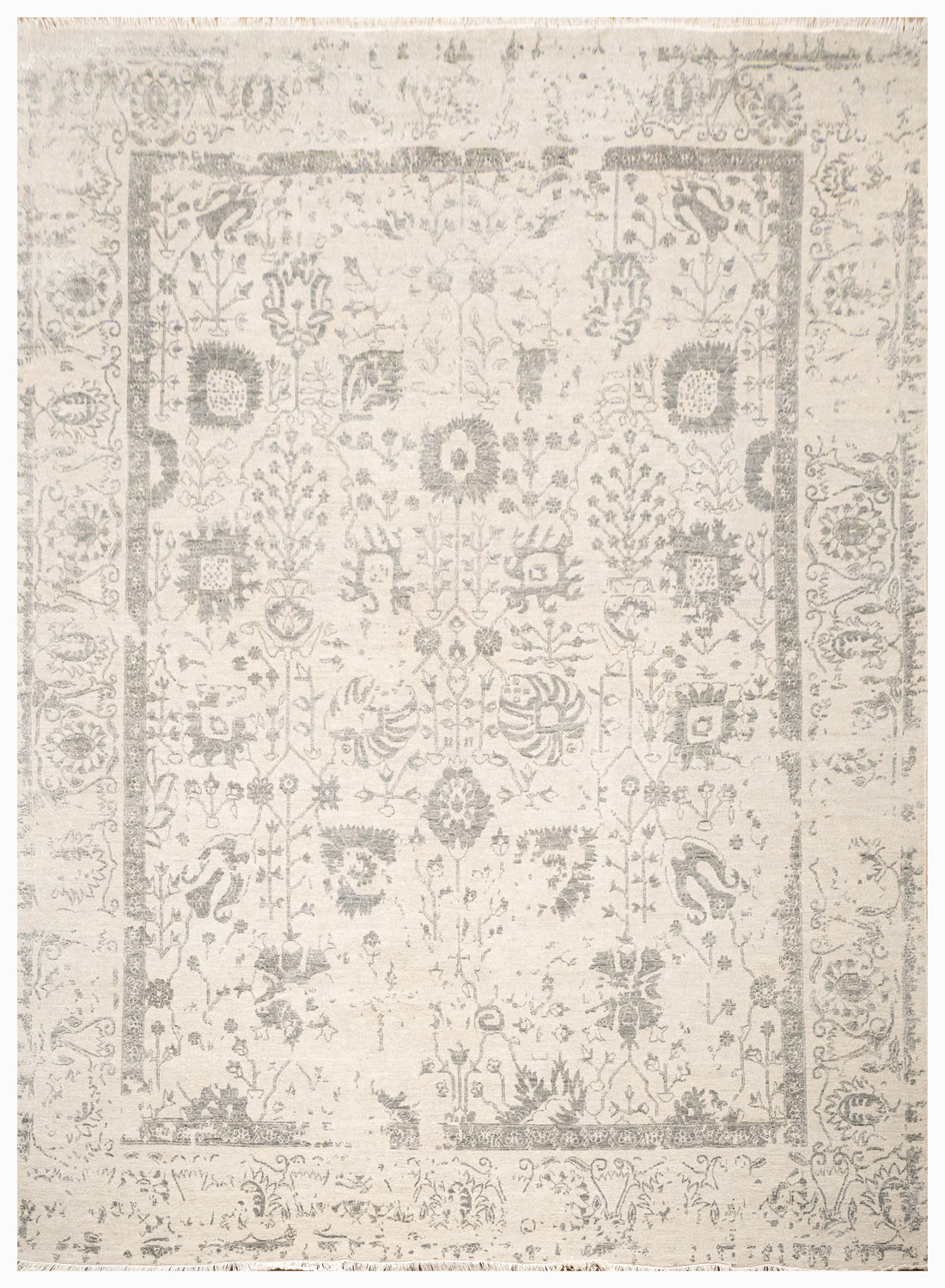 Handknotted Carpet, DIA- 3458 VASE 3, Bone & Gray