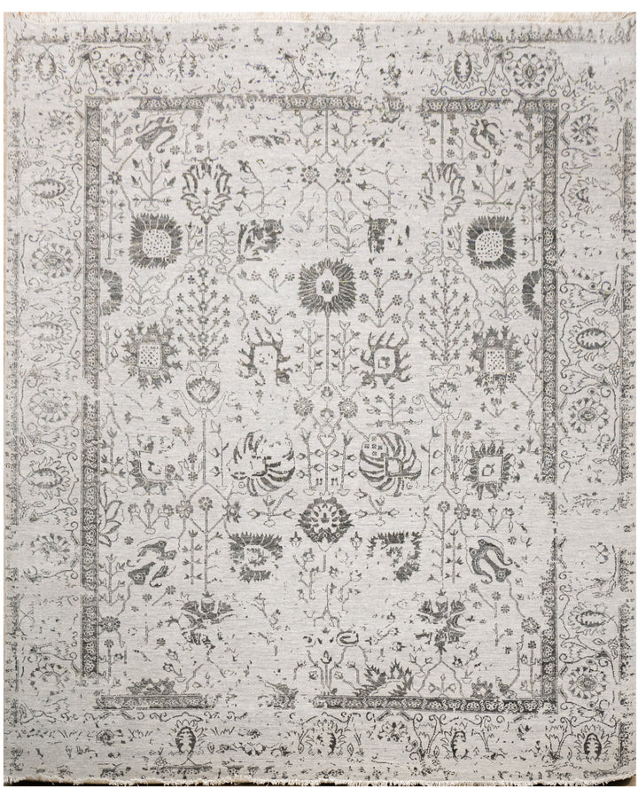 Handknotted Carpet, DIA - 3517 Vase 3, Silver & Black