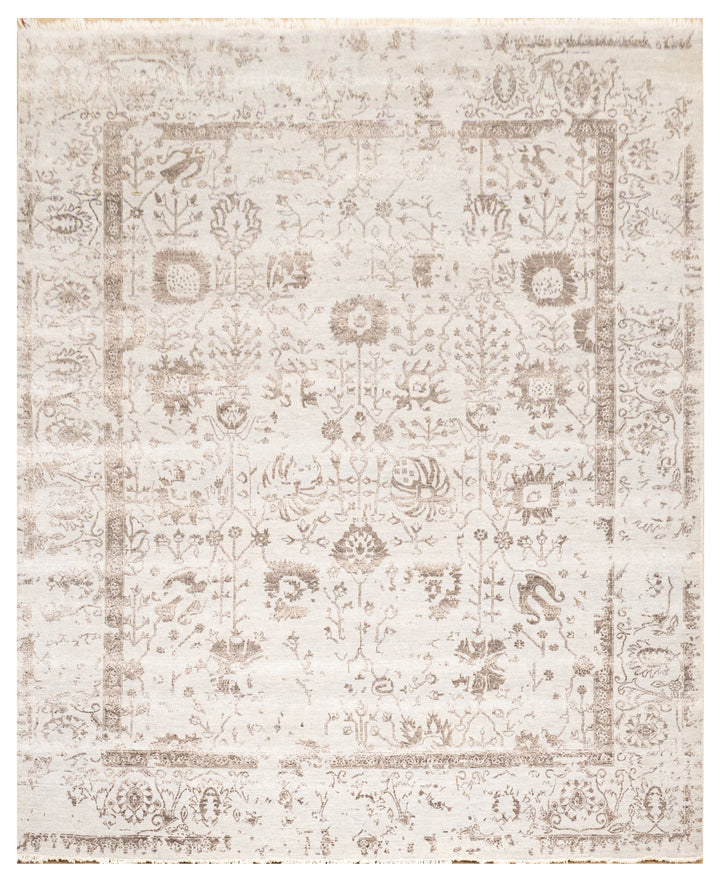 Handknotted Carpet, DIA - 3799 VASE 3, Silver & Natural