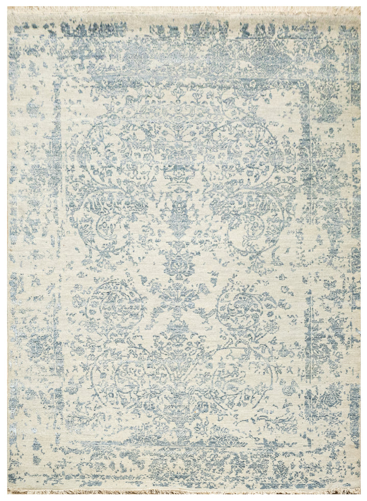 Handknotted Carpet, DIA - 382 JK ROUND, Bone & Roman Silver