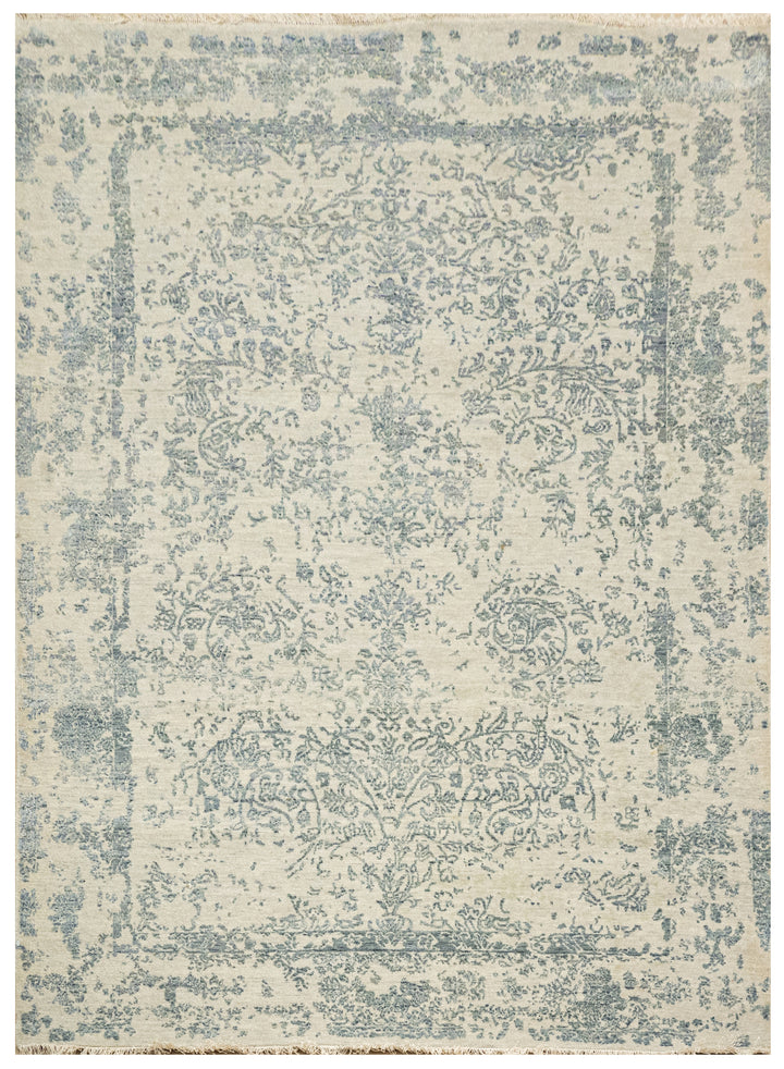 Handknotted Carpet, DIA - 383 JK ROUND, Patel Grey & Dark Silver