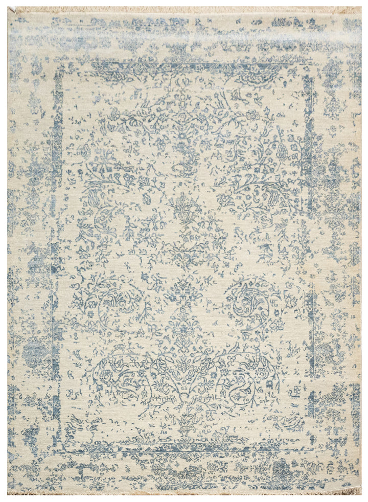 Handknotted Carpet, DIA - 397 JK ROUND, Pastel Grey & Dark Silver
