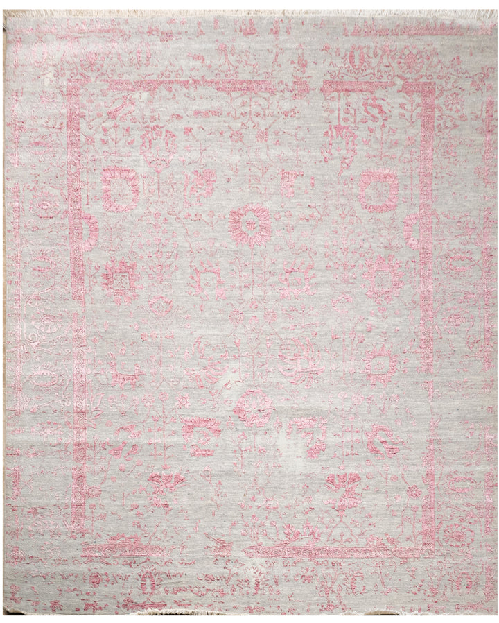 Handknotted Carpet, DIA - 4303 Vase 3, Silver & Pink