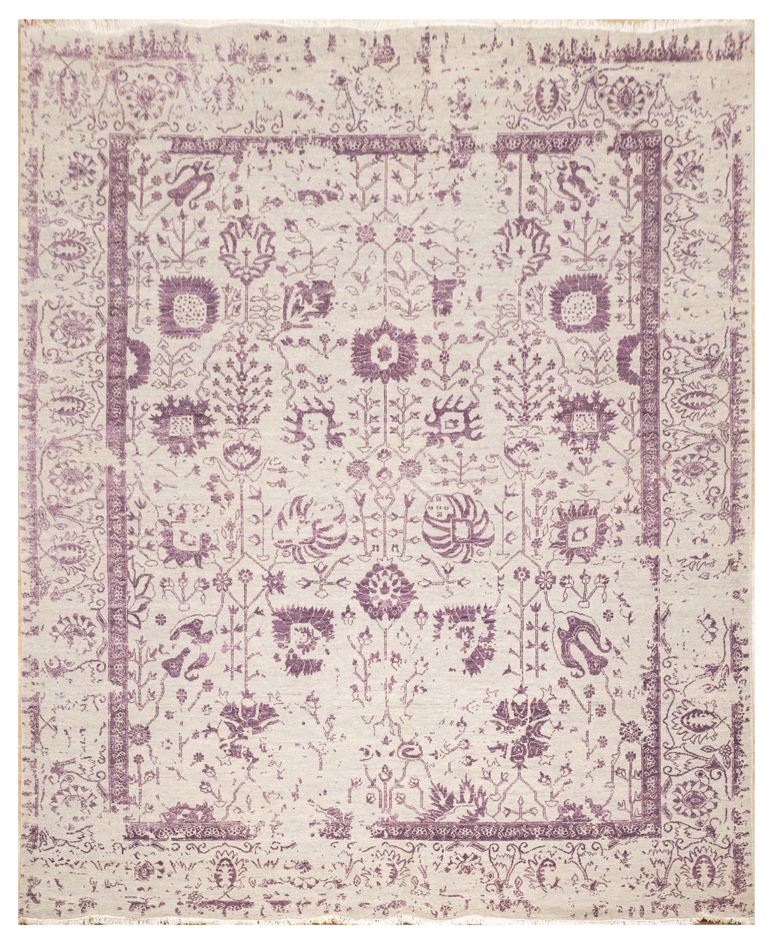 Handknotted Carpet, DIA - 4351 VASE 3, Silver & Wine