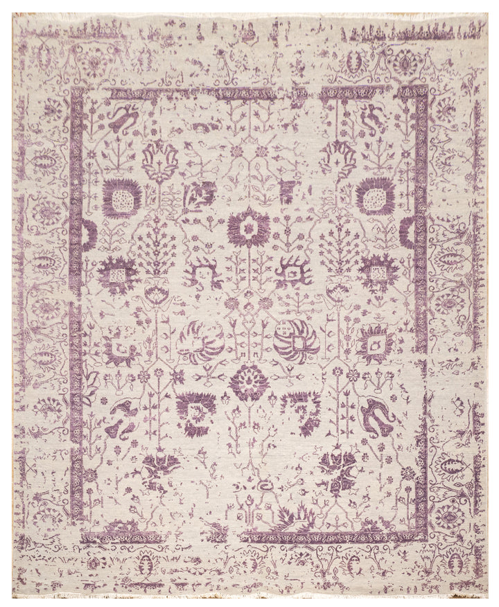 Handknotted Carpet, DIA - 4351 VASE 3, Silver & Wine