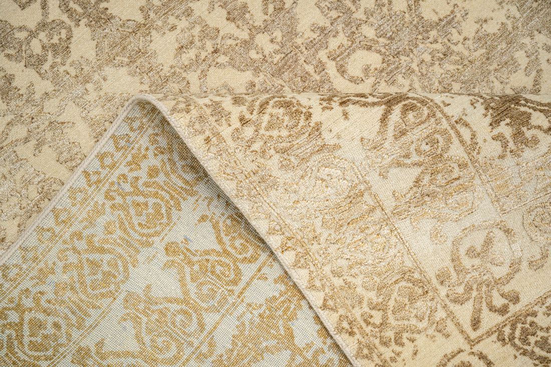 Handknotted Carpet, DIA-465 EKT-JK- 7, Dark Vanilla & Raw Umber