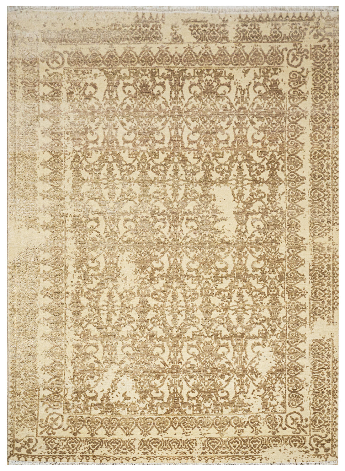 Handknotted Carpet, DIA-465 EKT-JK- 7, Dark Vanilla & Raw Umber