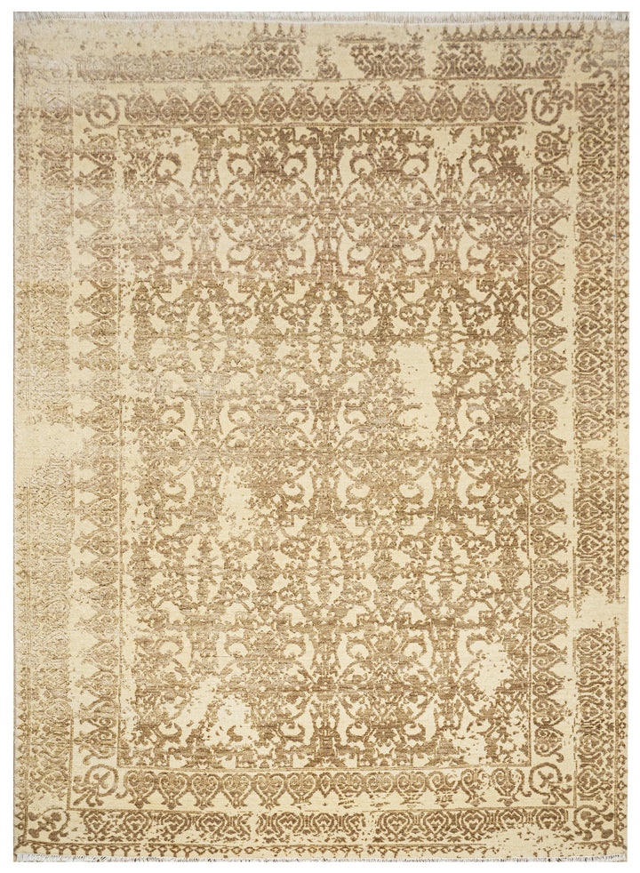 Handknotted Carpet, DIA-465 EKT-JK- 7, Dark Vanilla & Raw Umber