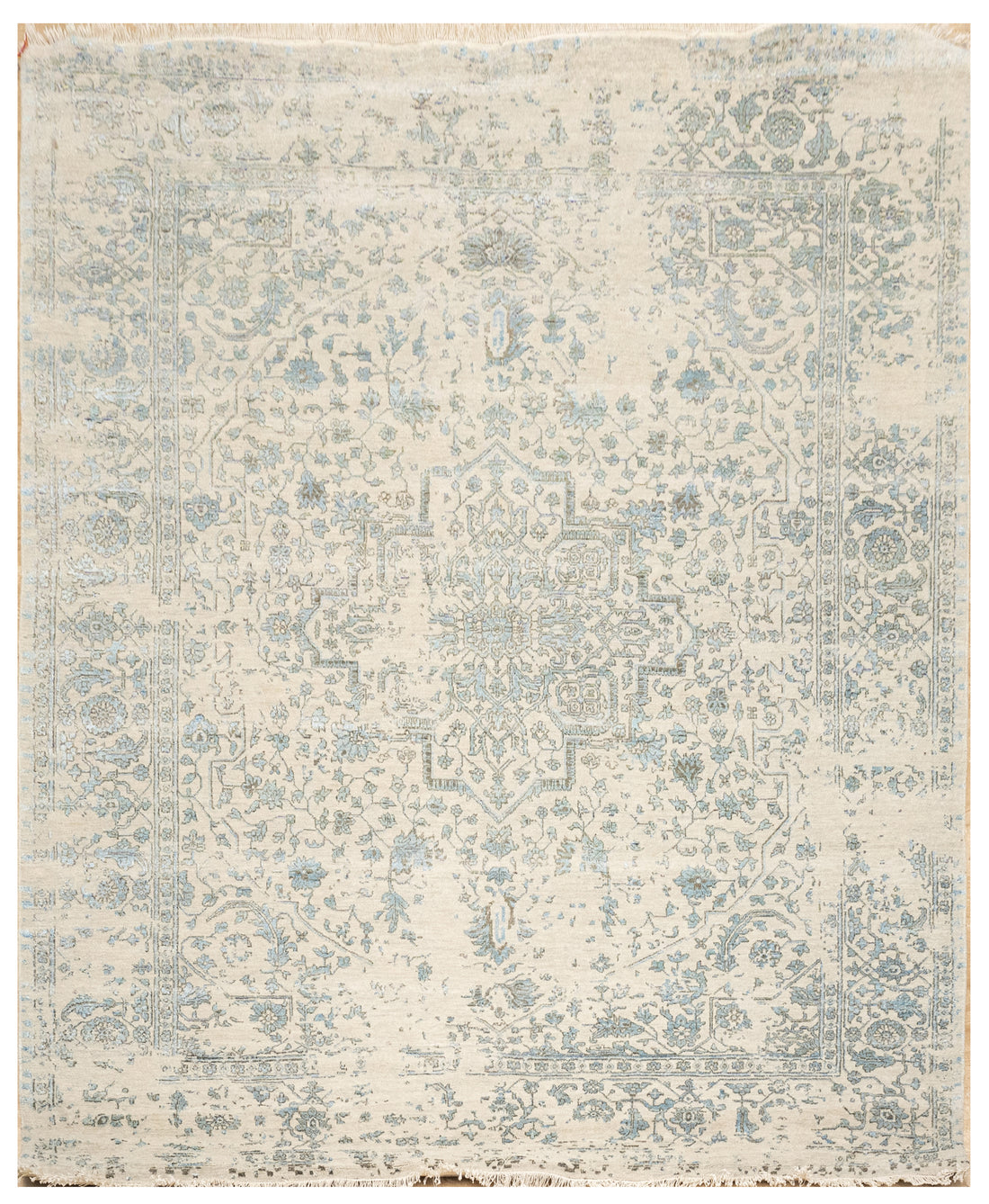 Handknotted Carpet, DIA: 492 SERAPI Silver & Aqua