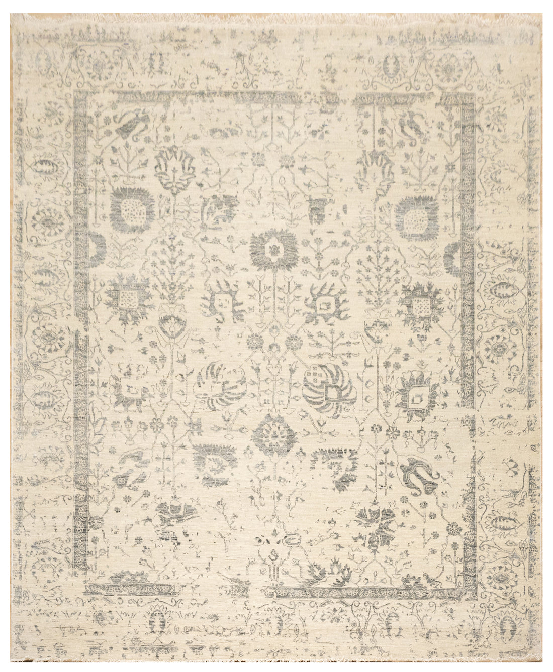 Handknotted Carpet, DIA: 662 VASE 3, Silver & Black