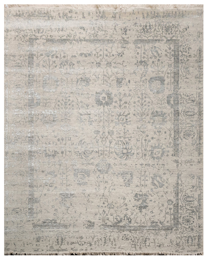 Handknotted Carpet, DIA - 663 Vase 3, Silver & Black