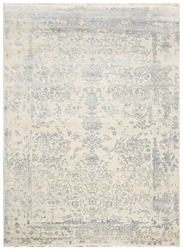Handknotted Carpet, DIA - 7013 JK ROUND, Bone & Old Silver