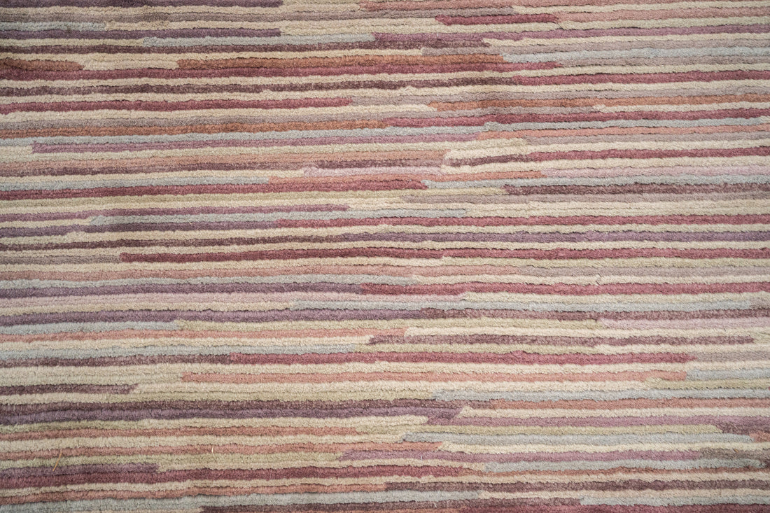 Handknotted Carpet, DIA- 7047 MODERN LINEAR PATTERN, Desert Sand, Café Au Lait Mix